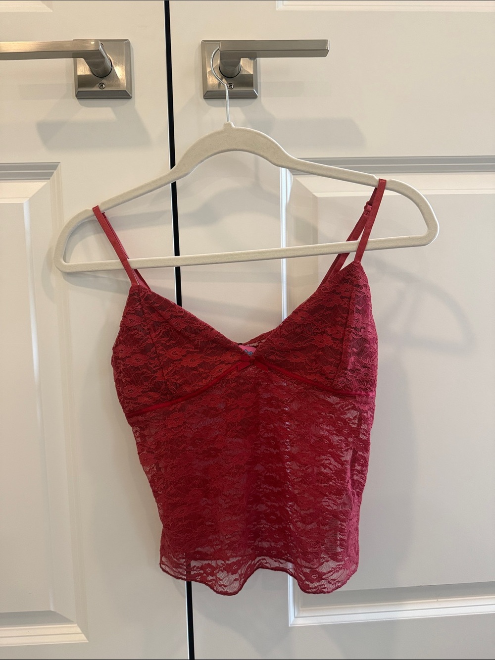 Edikted Red Lace Camisole Tank Top